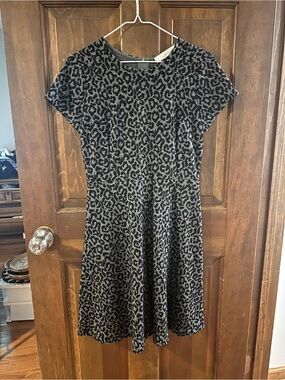 LOFT Grey and Black Leopard Print Dress